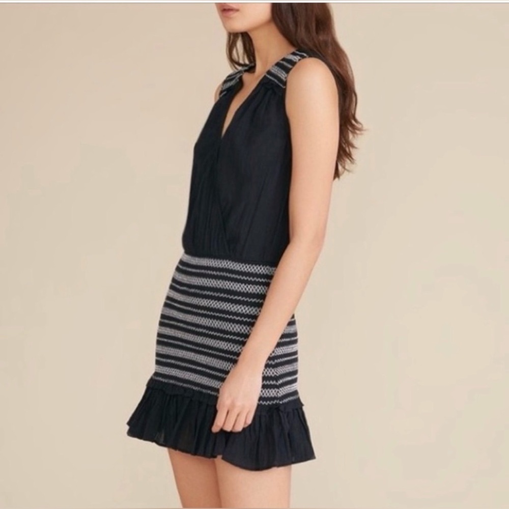 Veronica Beard Women’s Cox Sleeveless Smocked Mini Dress Black  Size S